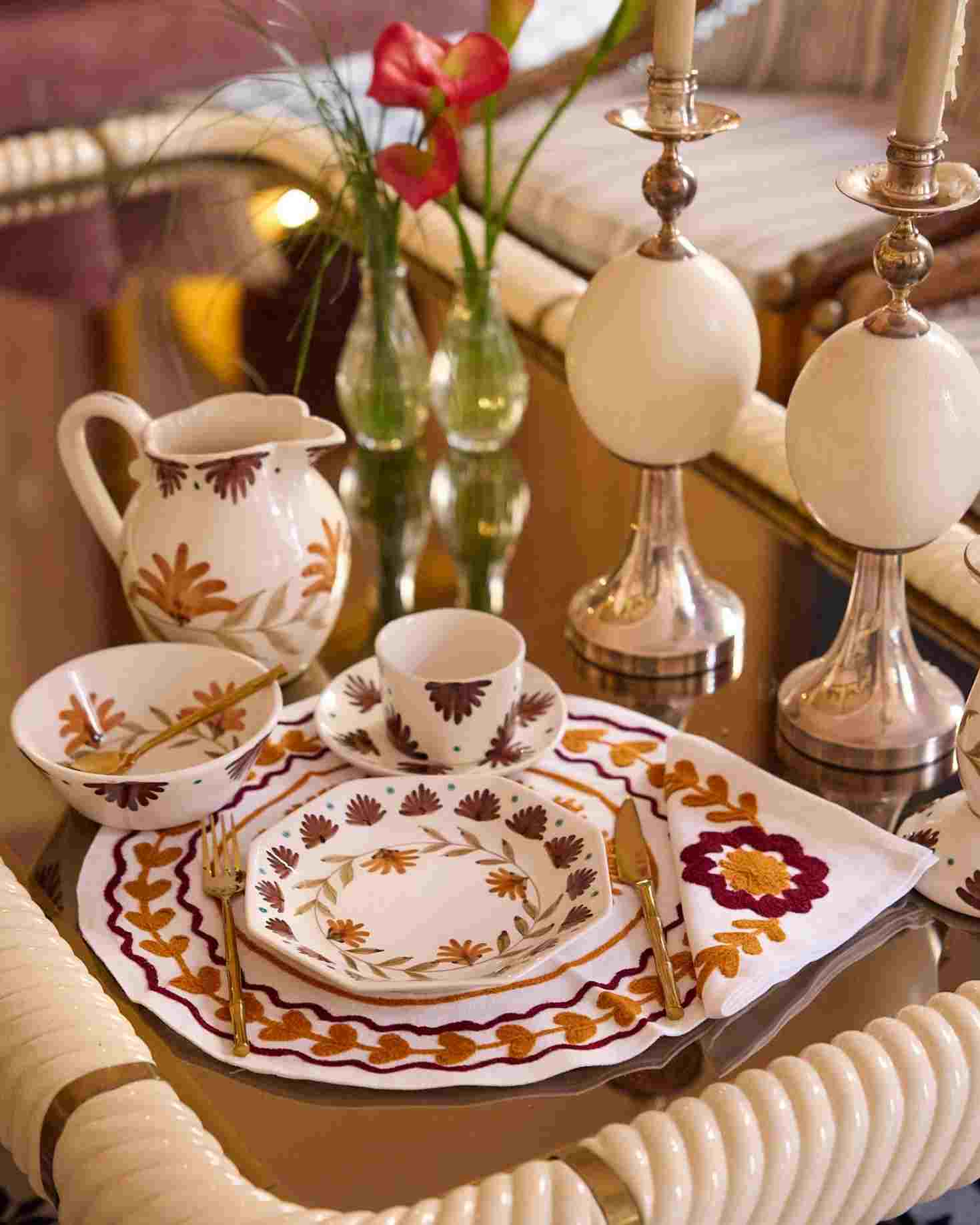 SET INDIVIDUAL Y SERVILLETA CALÉNDULA NARANJA