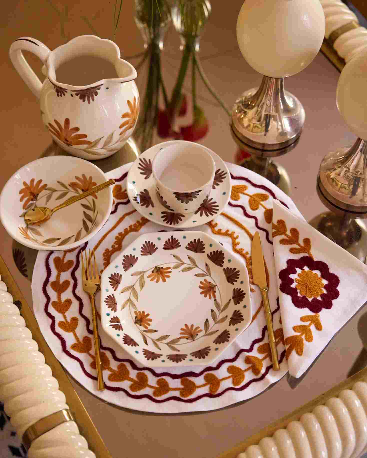 SET INDIVIDUAL Y SERVILLETA CALÉNDULA NARANJA