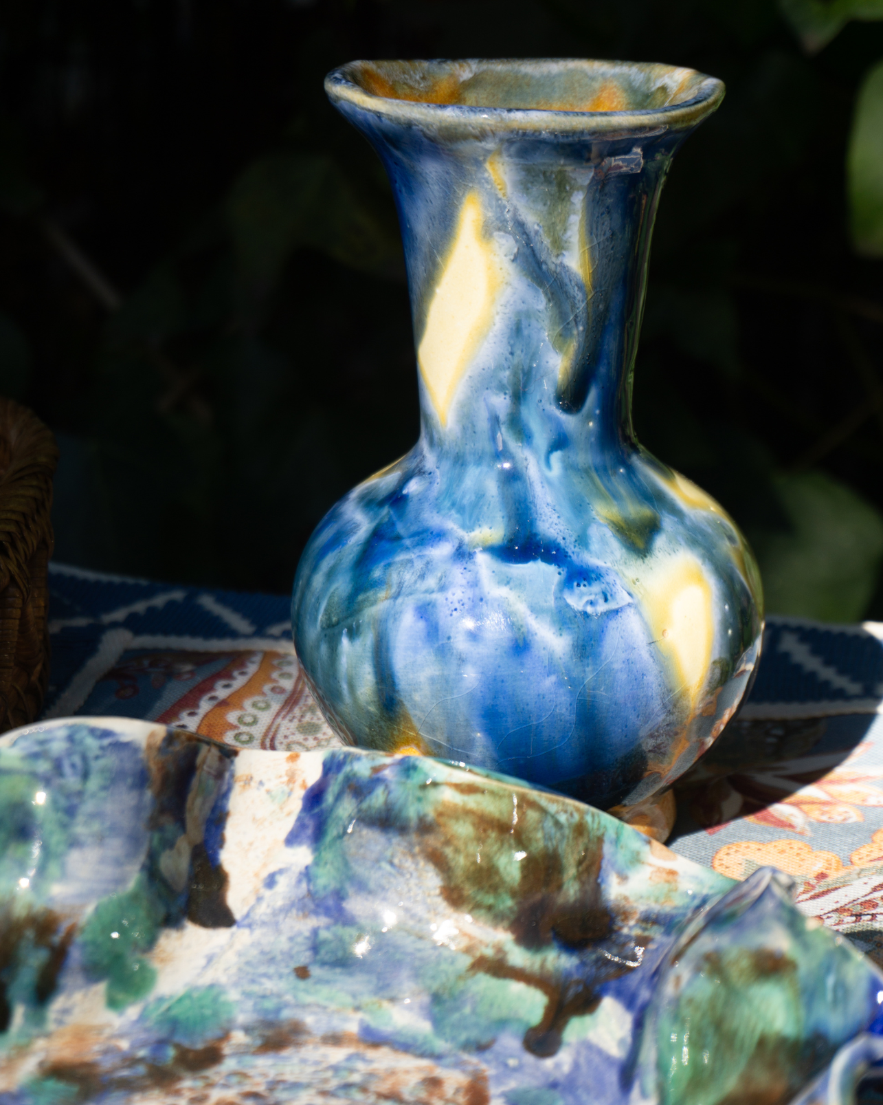 FLORERO CERÁMICA (Azul)