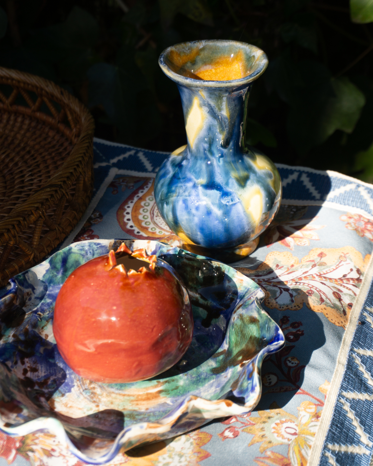 FLORERO CERÁMICA (Azul)