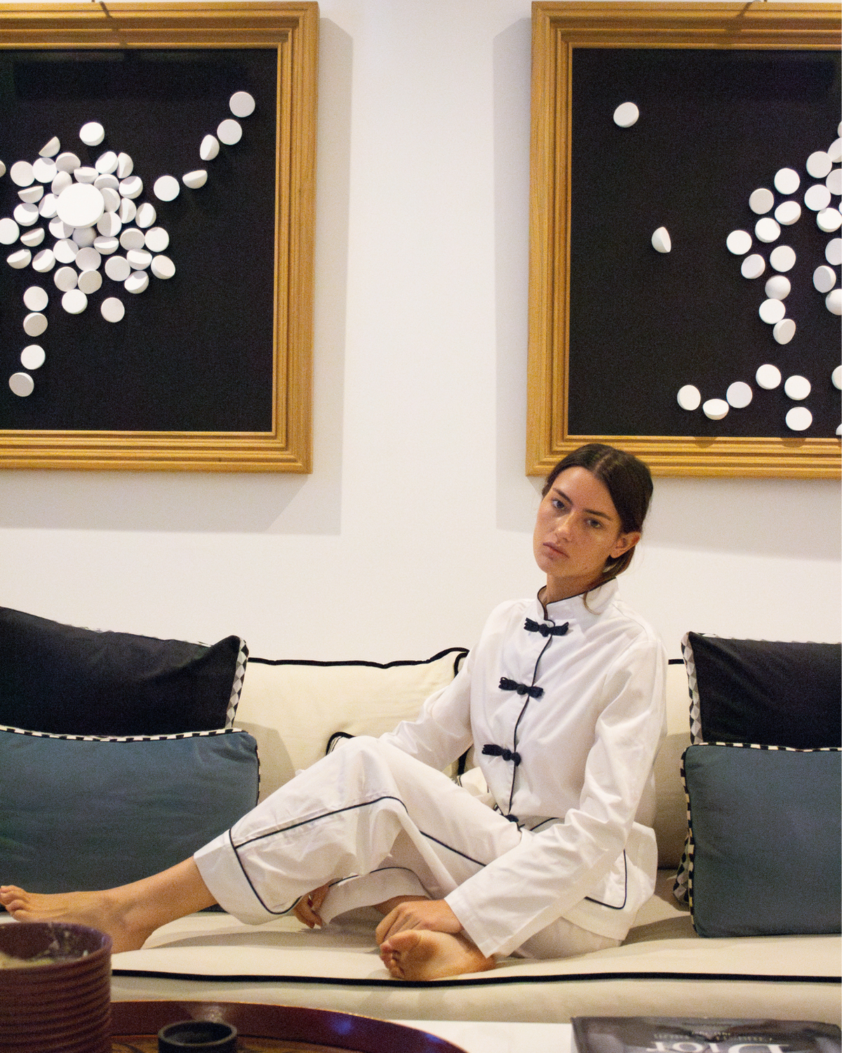 PAJAMAS WITH WHITE AND NAVY TRIM
