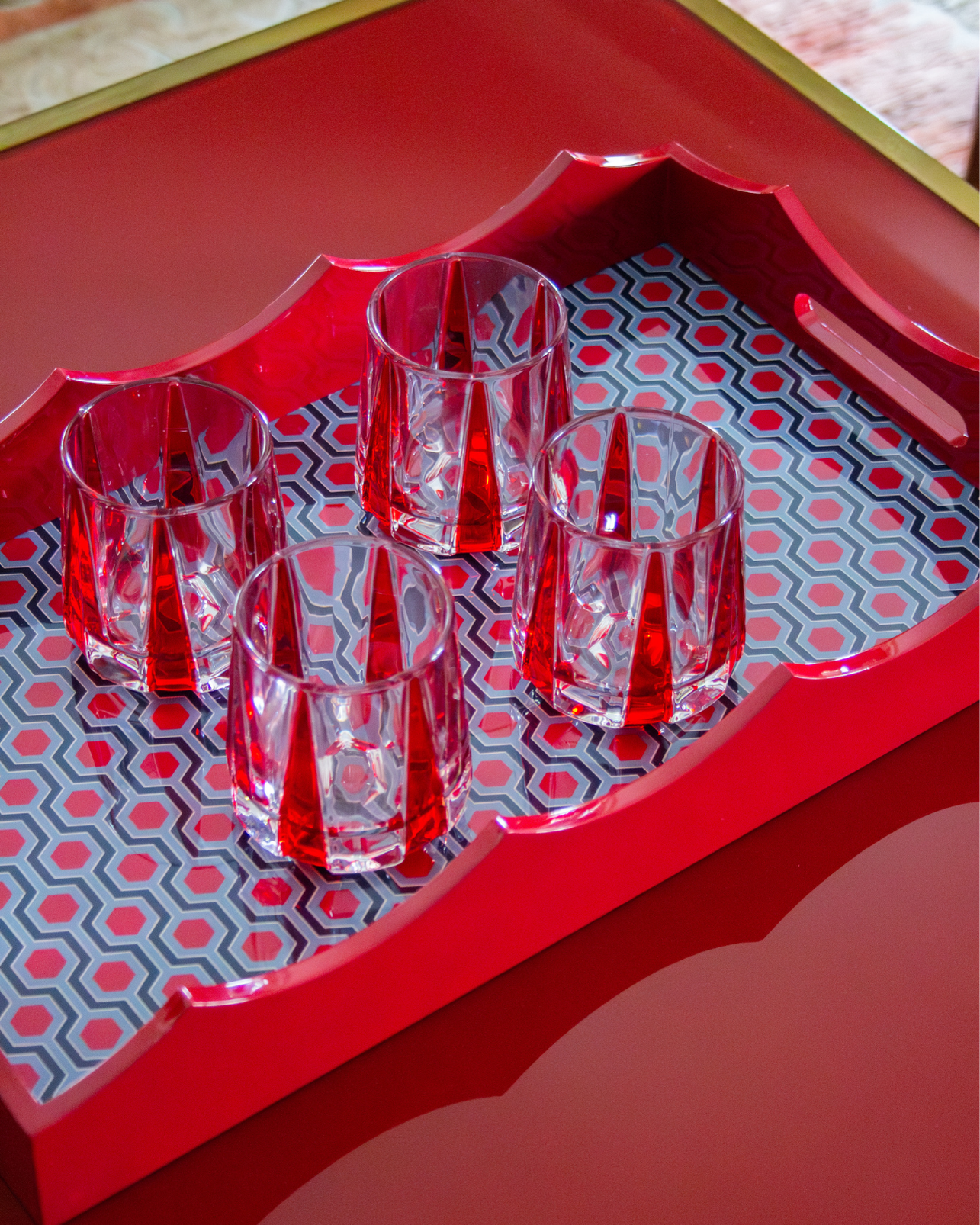 BANDEJA AURORA GRÁFICA (Burdeos y azul)