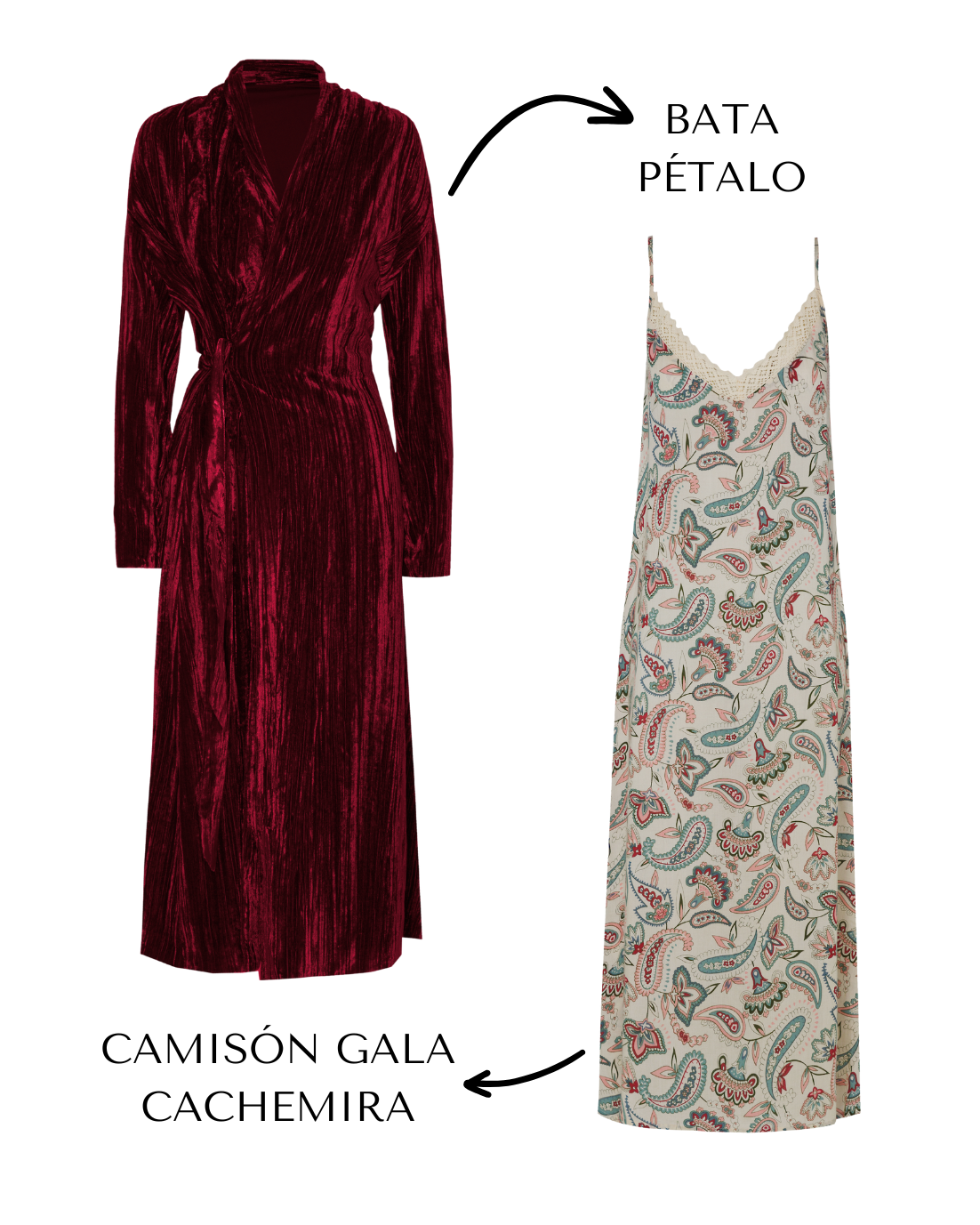 PACK BATA PÉTALO Y CAMISÓN GALA CACHEMIRA