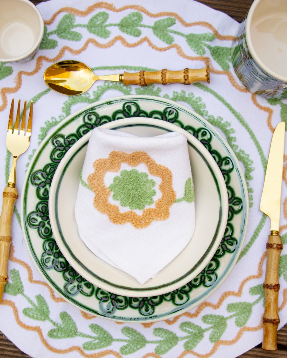 SET INDIVIDUAL Y SERVILLETA CALÉNDULA VERDE