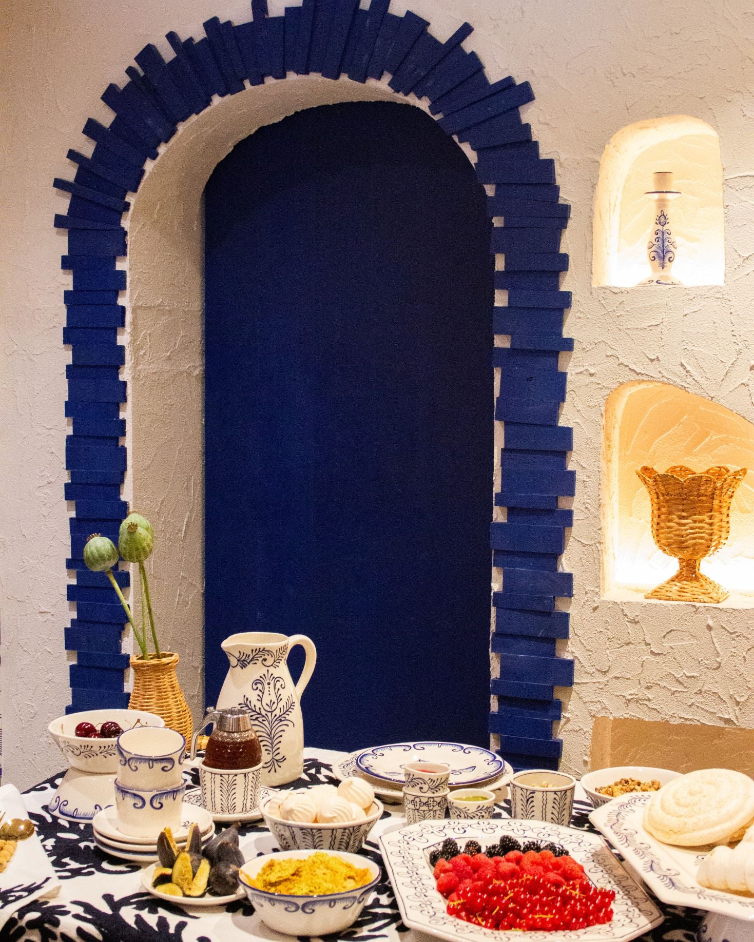 SET MANTEL Y SERVILLETAS CALAS AZUL