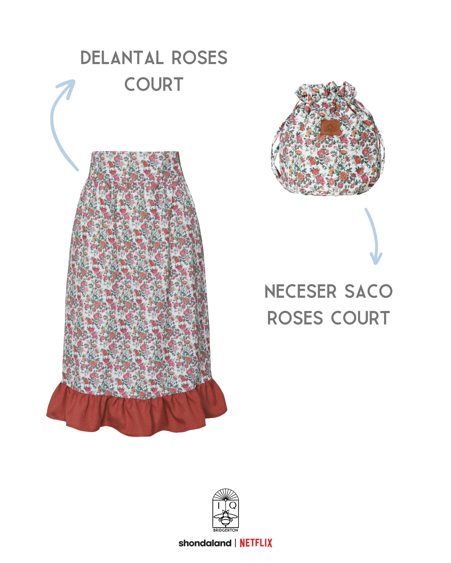 PACK DELANTAL Y NECESER SACO ROSES COURT