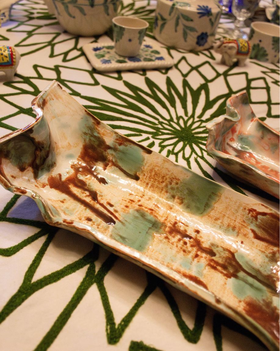 POTTERY RECTANGULAR MEDIANO (verde y marrón)