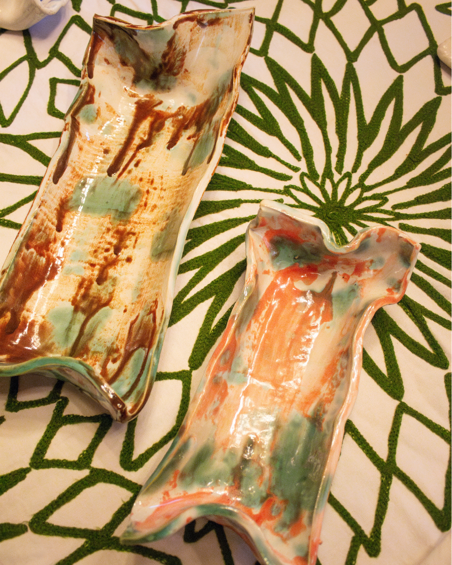 POTTERY RECTANGULAR PEQUEÑO (coral y verde)