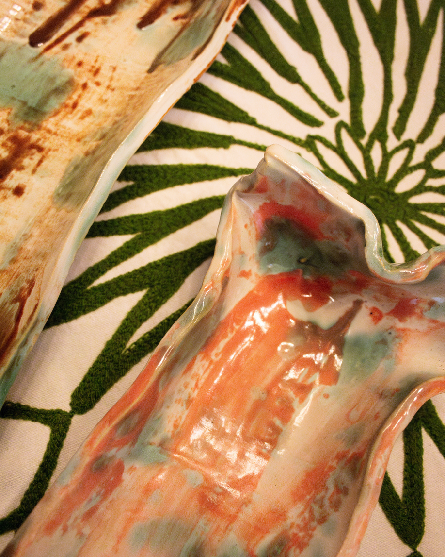 POTTERY RECTANGULAR PEQUEÑO (coral y verde)