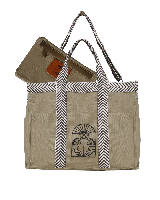 PACK TOTE Y NECESER RECTANGULAR GRECA (verde)