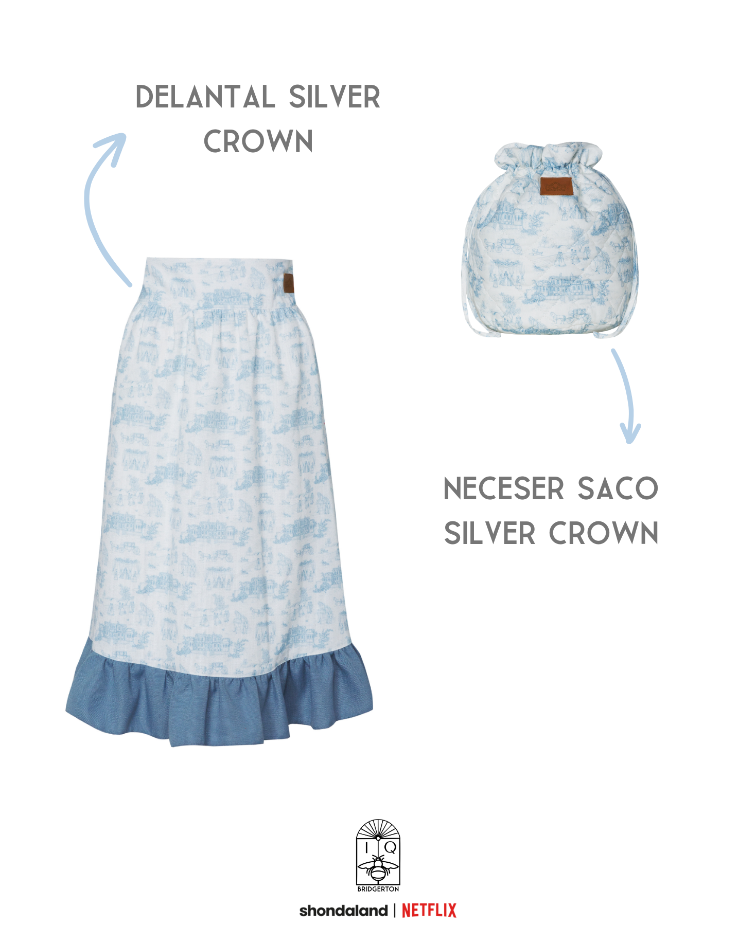 PACK DELANTAL Y NECESER SACO SILVER CROWN