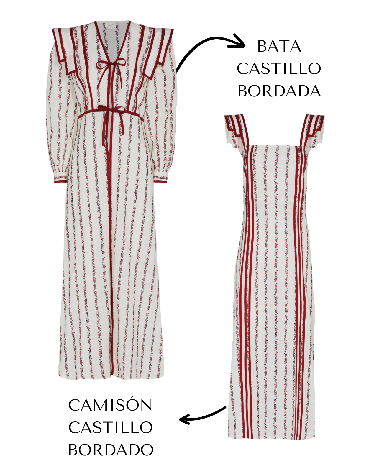 EMBROIDERED CASTLE ROBE AND NIGHTGOWN PACK (burgundy)