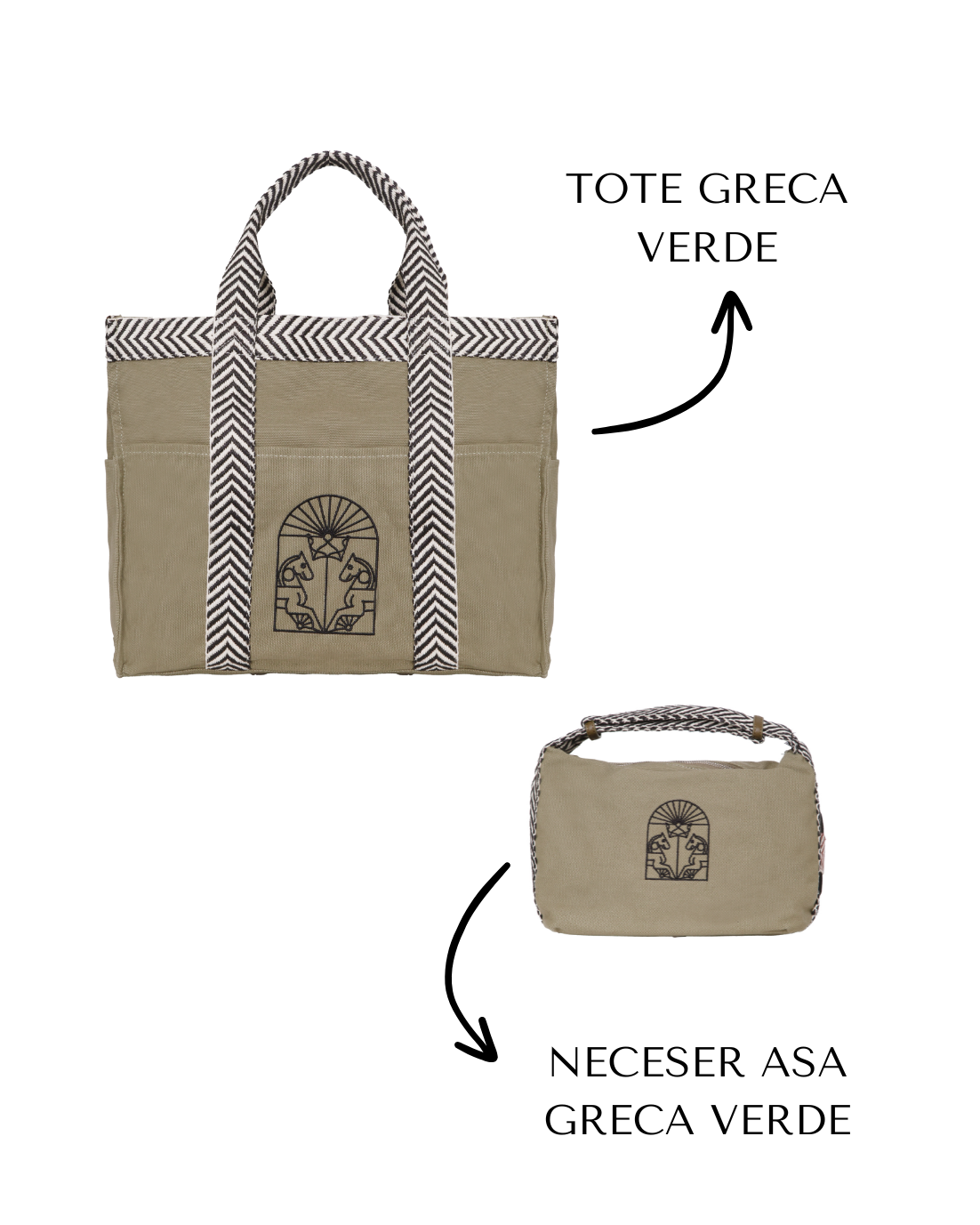 PACK TOTE Y NECESER ASA GRECA (verde)