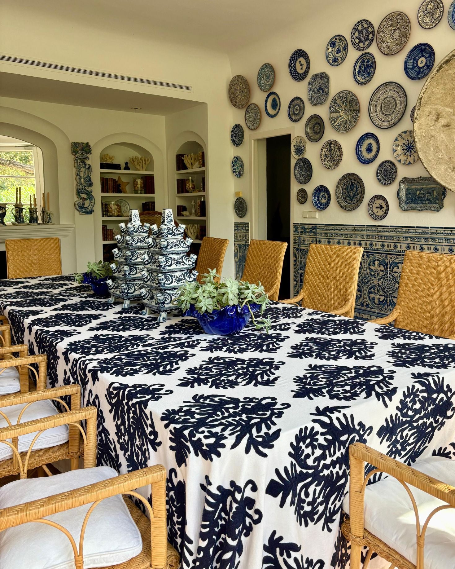 SET MANTEL Y SERVILLETAS CALAS AZUL