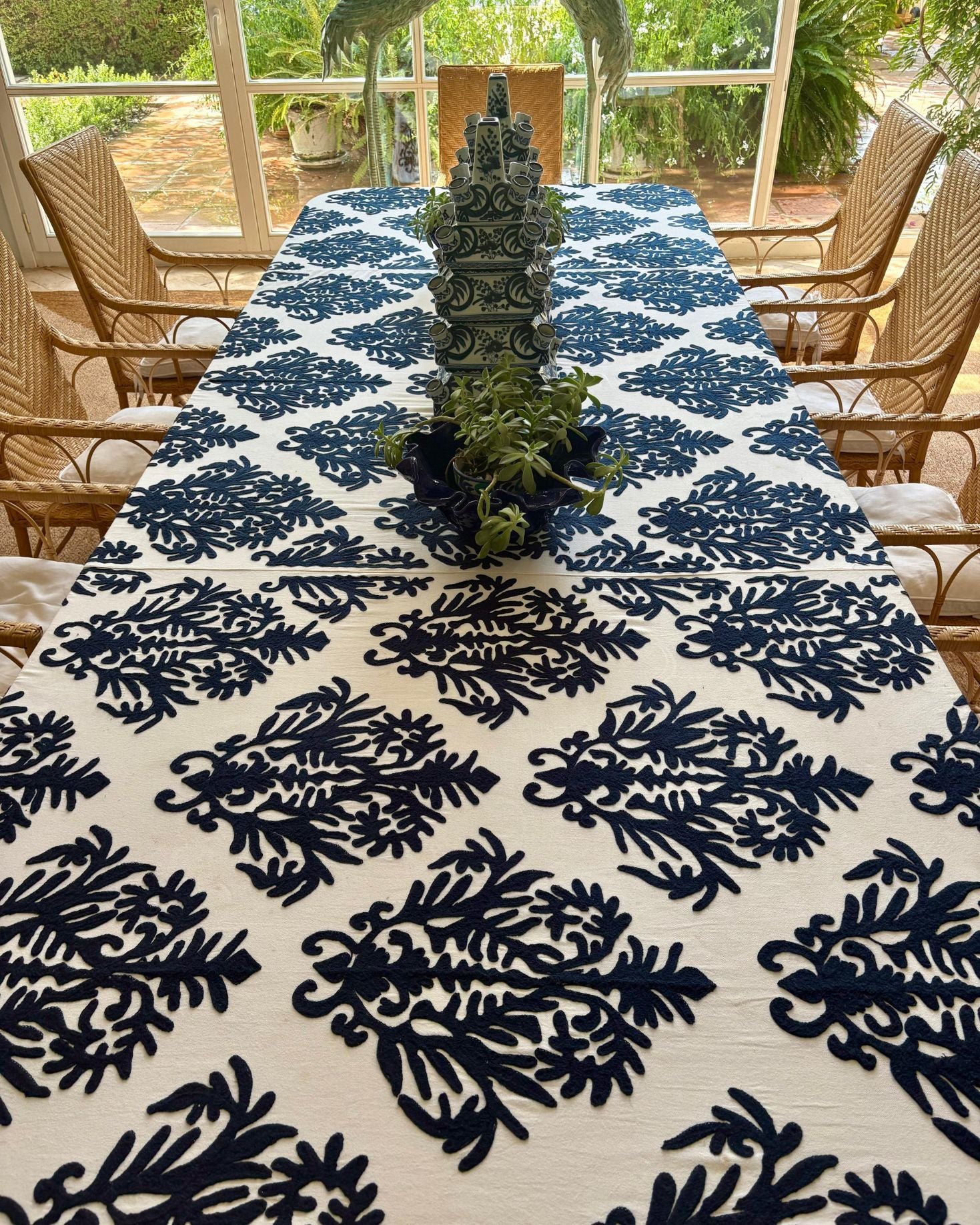 SET MANTEL Y SERVILLETAS CALAS AZUL