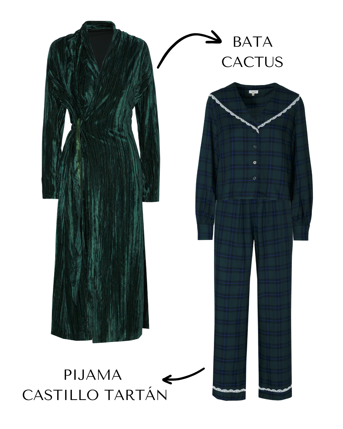 PACK BATA CACTUS Y PIJAMA CASTILLO TARTÁN