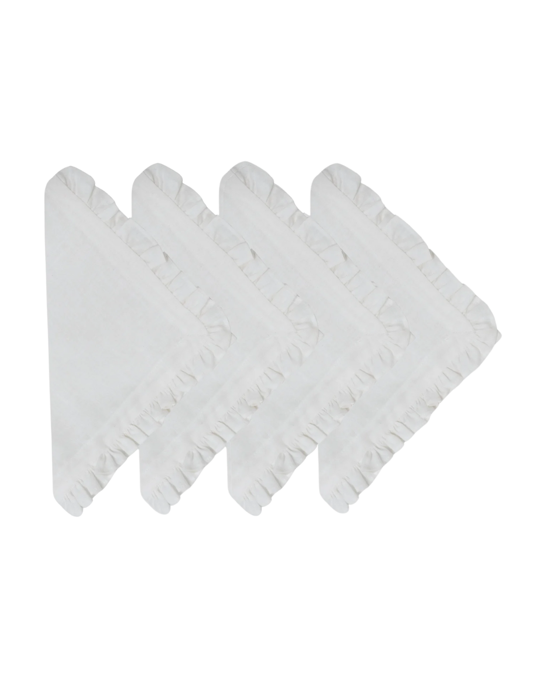 PACK 4 SERVILLETAS BLANCAS DE LINO CON VOLANTE